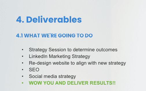 Example 1 - Project Deliverables