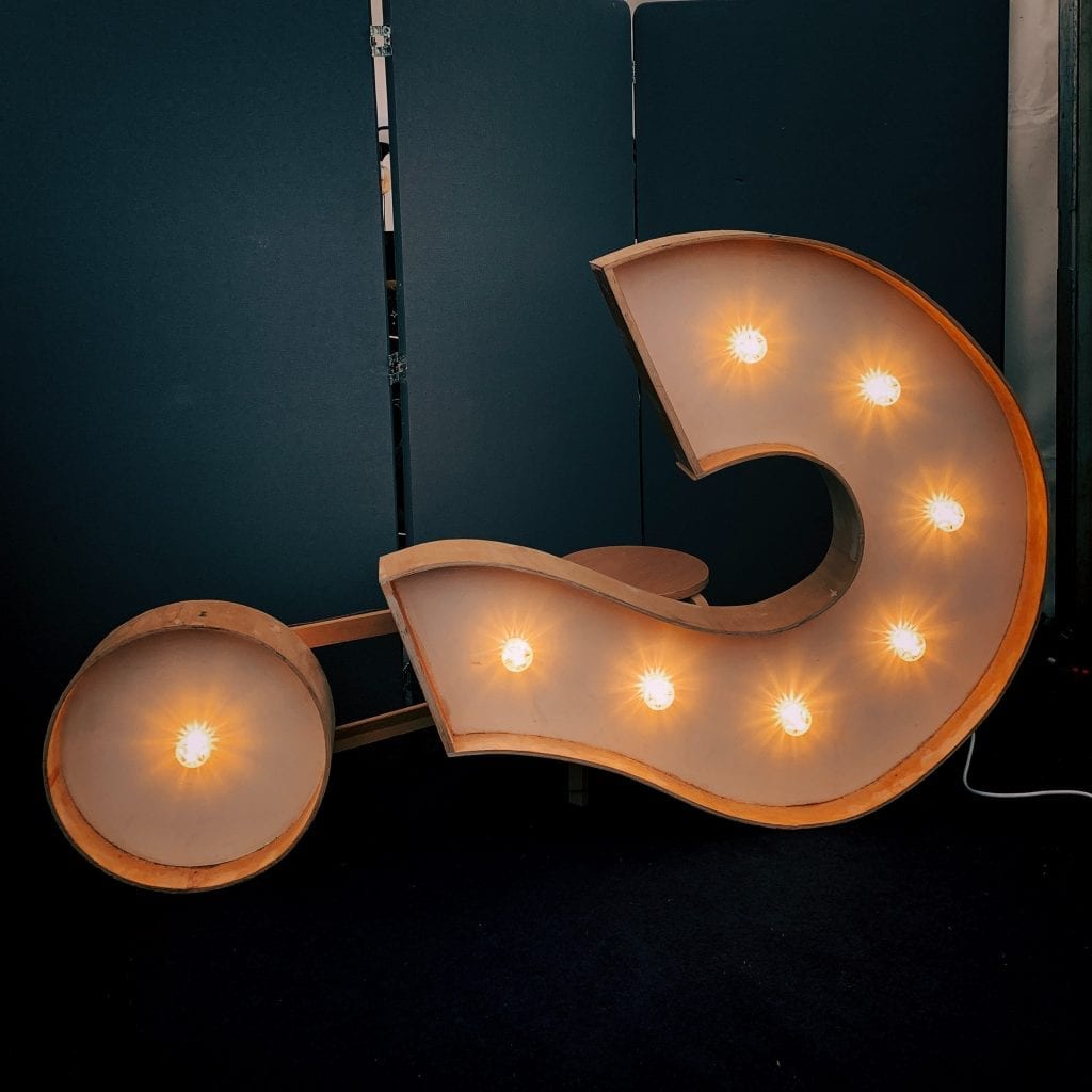 warm white light question mark copper